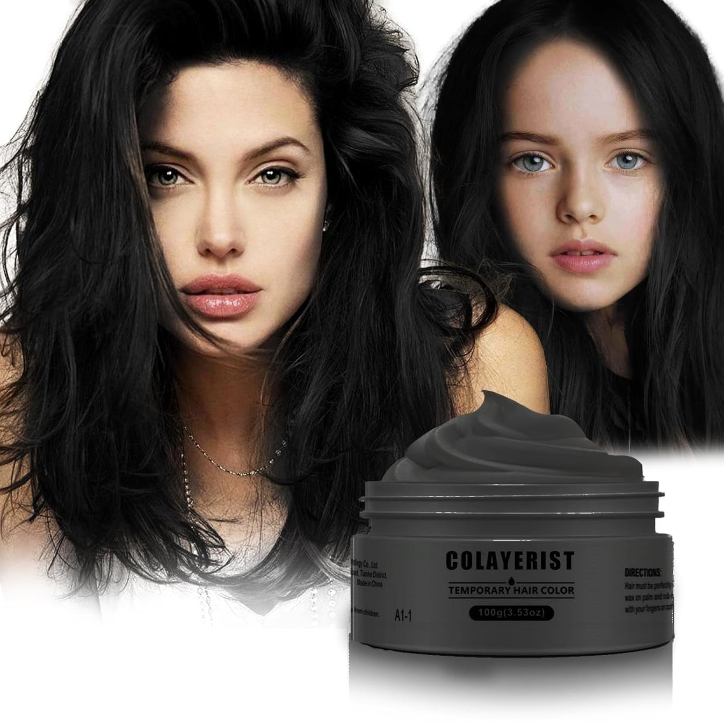 COLAYERIST Vaskbar Midlertidig sort hårfarve Hårfarvevoks til mænd og kvinder Hårmascara til fest eller cosplay rod-fri hårfarveprodukter Hårfarve Naty Shop Black