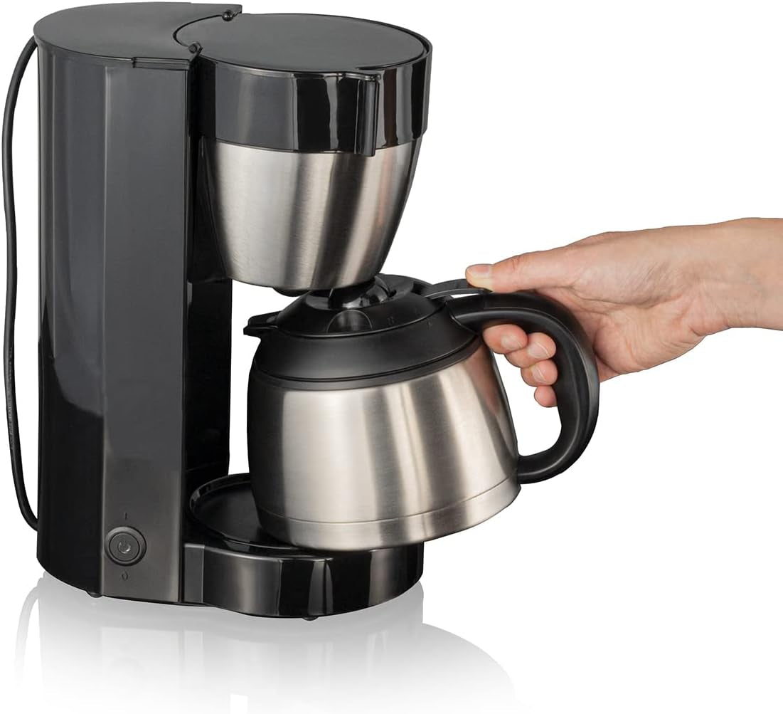 Cloer 5009 Hold Warm Filter Espressomaskine til op til 8 kopper 800W med isoleret rustfri stålkaraffel 1x4 filterkop Sort