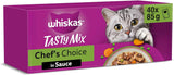 WHISKAS SMÆGENDE MIX Nassfutter i Sauce für Katzen 40 x 85g Chef's Choice