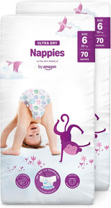 Amazon Ultra Dry Bleer, størrelse 3 (4-9 kg) - Månedlig æske, hvid, 172 antal (2 pakker af 86) (tidligere Mama Bear, identisk produkt)
