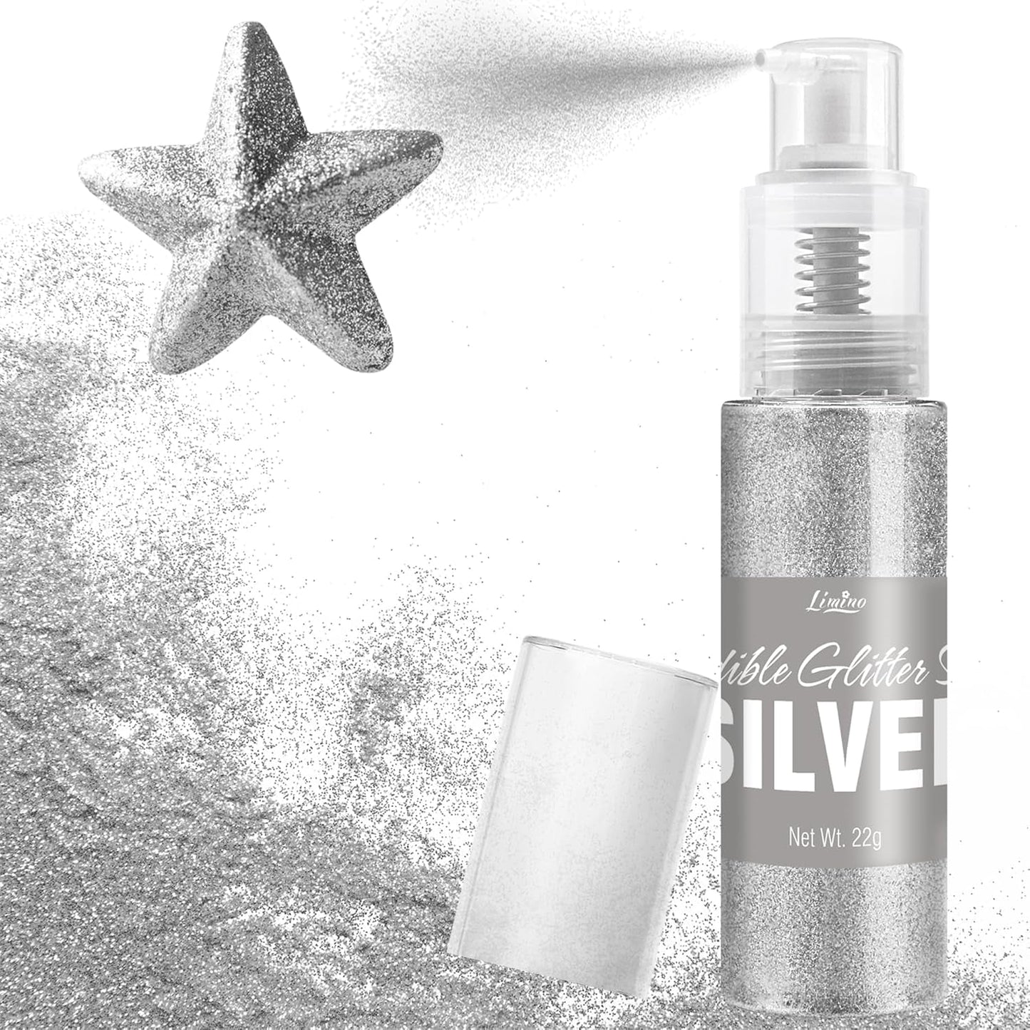 Spiselig glitterspray - 22G spiselig glitter, spiseligt glitterpulver til drinks, kagepynt, macarons - madfarve glitterpulver, spiseligt glitter til cocktails, muffins (pink)