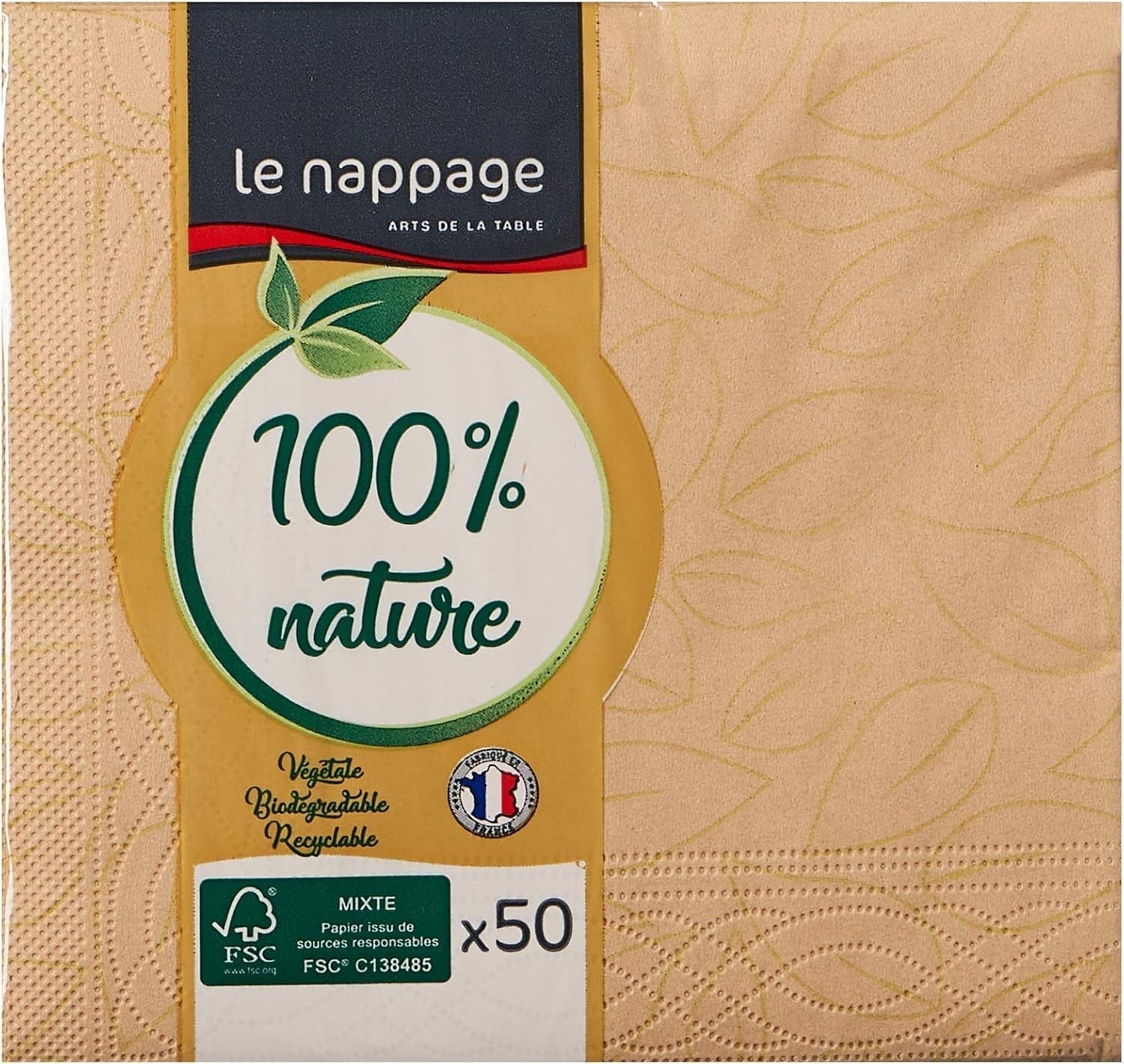 Le Napage 50 bomuldsservietter 25 X 25 cm, 3 lags, FSC hvid