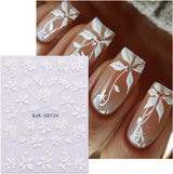 JMEOWIO 3D Nagelsticker Blumen Nail Art Sticker Selbstklebend Nagelaufkleber 5D Stereoskopisk Frühling Sommer Dekoration Nageldesign Zubehör 4 Blatt