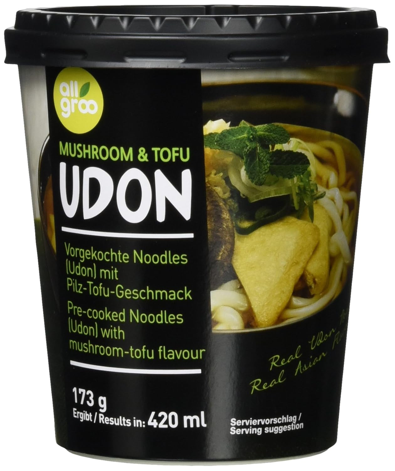 Allgroo Udon Cup instant nudler - smagfuld krydret skaldyr Udon suppe - Hurtig tilberedning (1 x 173 g)