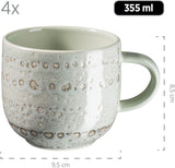 MÄSER 931744 Spicy Market Series, håndmalet porcelænssæt til 4 i vintage middelhavsdesign, 16-delt keramisk kombinationssæt, grønt, stentøj