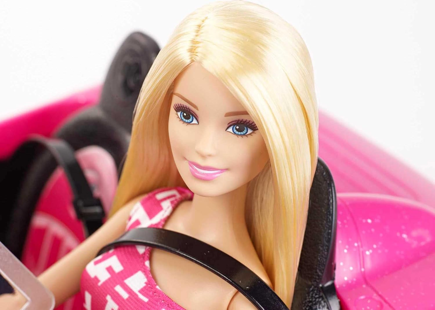 Barbie dukke og pink glitter cabriolet, realistiske dæk, logo, legetøj fra 3 år og op, DJR55