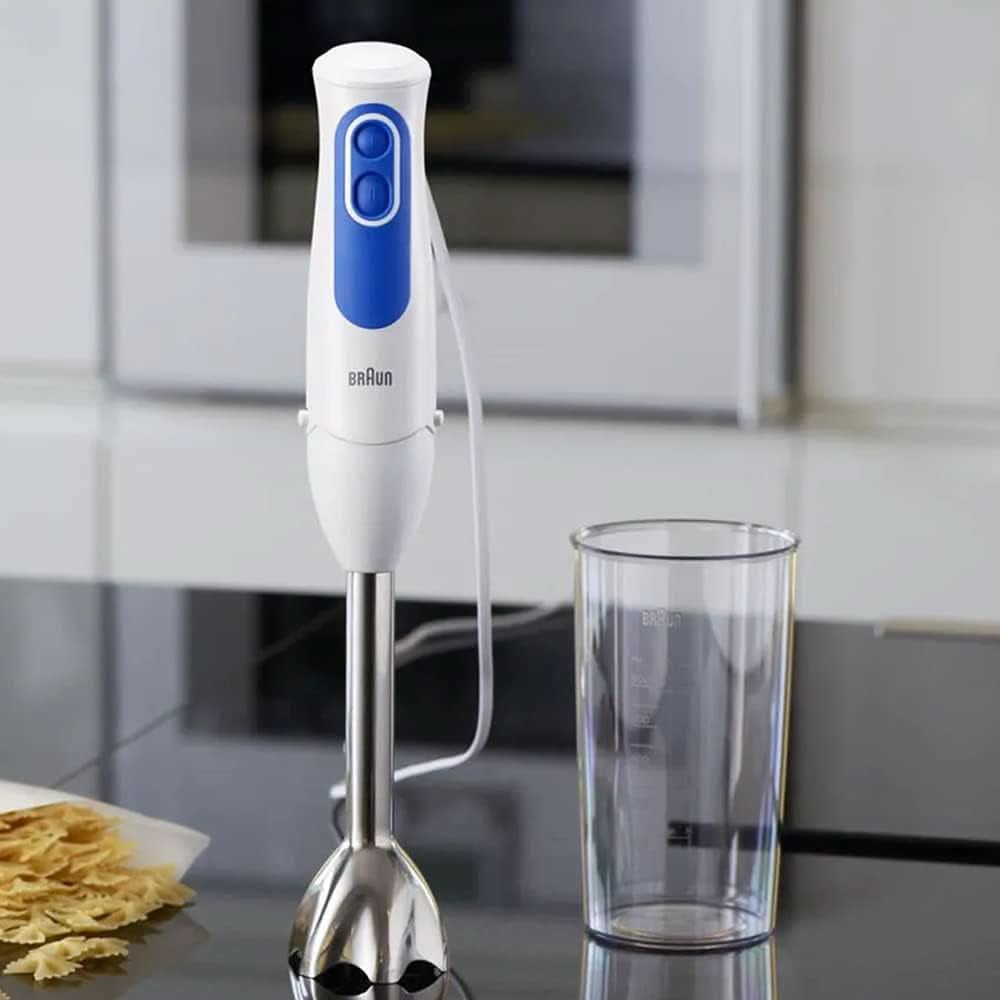 Braun Stabmixer MQ 3000 Smoothie+ – Multiquick 3 Pürierstab Mit Edelstahl Mixfuß, 700 Watt, Inkl 600 Ml Mixbecher, Weiß/Blau Kitchen Naty Shop