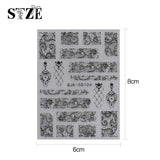 JMEOWIO 3D Nagelsticker Schwarz Weiß Blume Nail Art Sticker Selbstklebend Nagelaufkleber 5D Stereoskopisk Blumen Dekoration Nageldesign Zubehör 4 Blatt