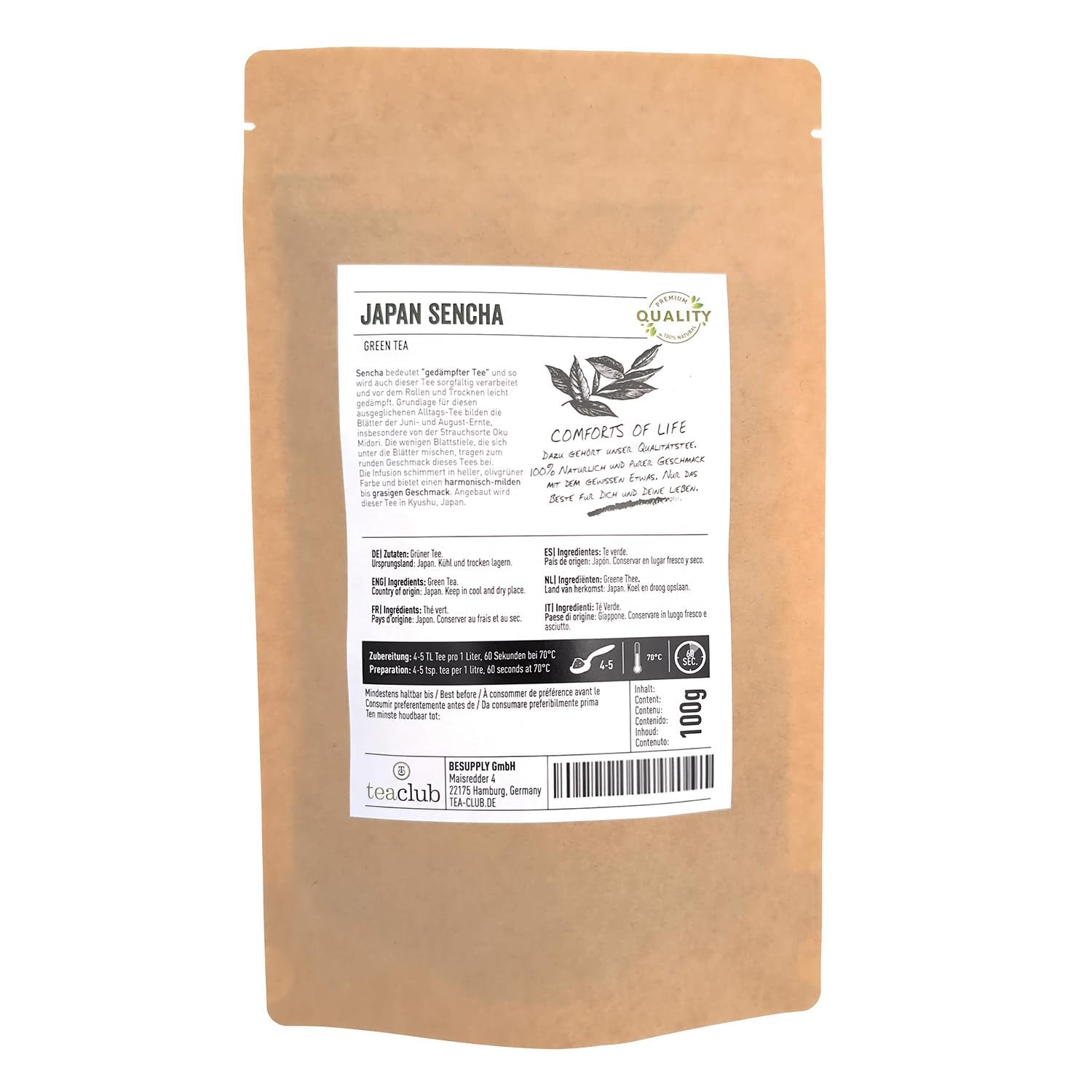 Japansk grøn te Sencha løs 100g, japansk grøn te fra Kyushu, Oku Midori busk sort, Teaclub Green Tea