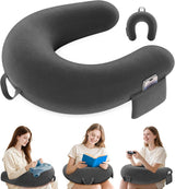 Spil- og læsepude, læsepude til seng/sofa/gulv, fodrings-/hæklepude med stor ergonomisk spillepude, gamerpude til iPad/laptop - sort