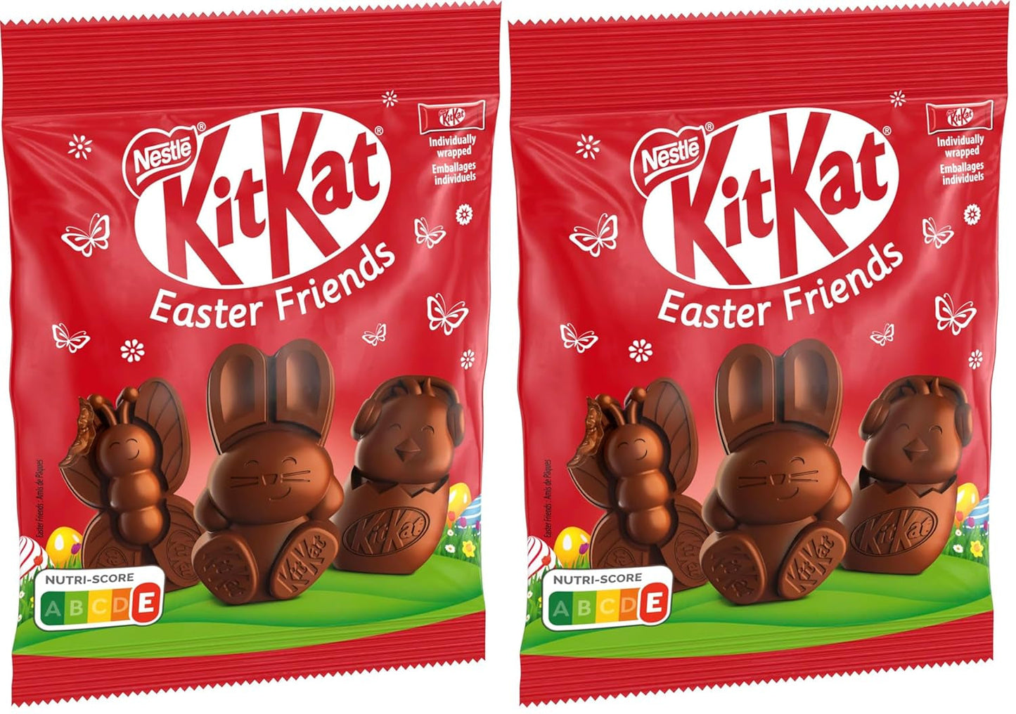 NESTLÉ Easter Friends Mini mælkechokolade påskefigurer med sprøde stykker, pakke med 2 (1 x 65 g)
