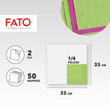 , Engangspapirsservietter, Ideel til afslappede frokoster og buffeter, Pakke med 50 servietter, Størrelse 33X33, 4-fold, 2-lags, Æblegrøn farve, 100 % rent cellulosepapir, FSC