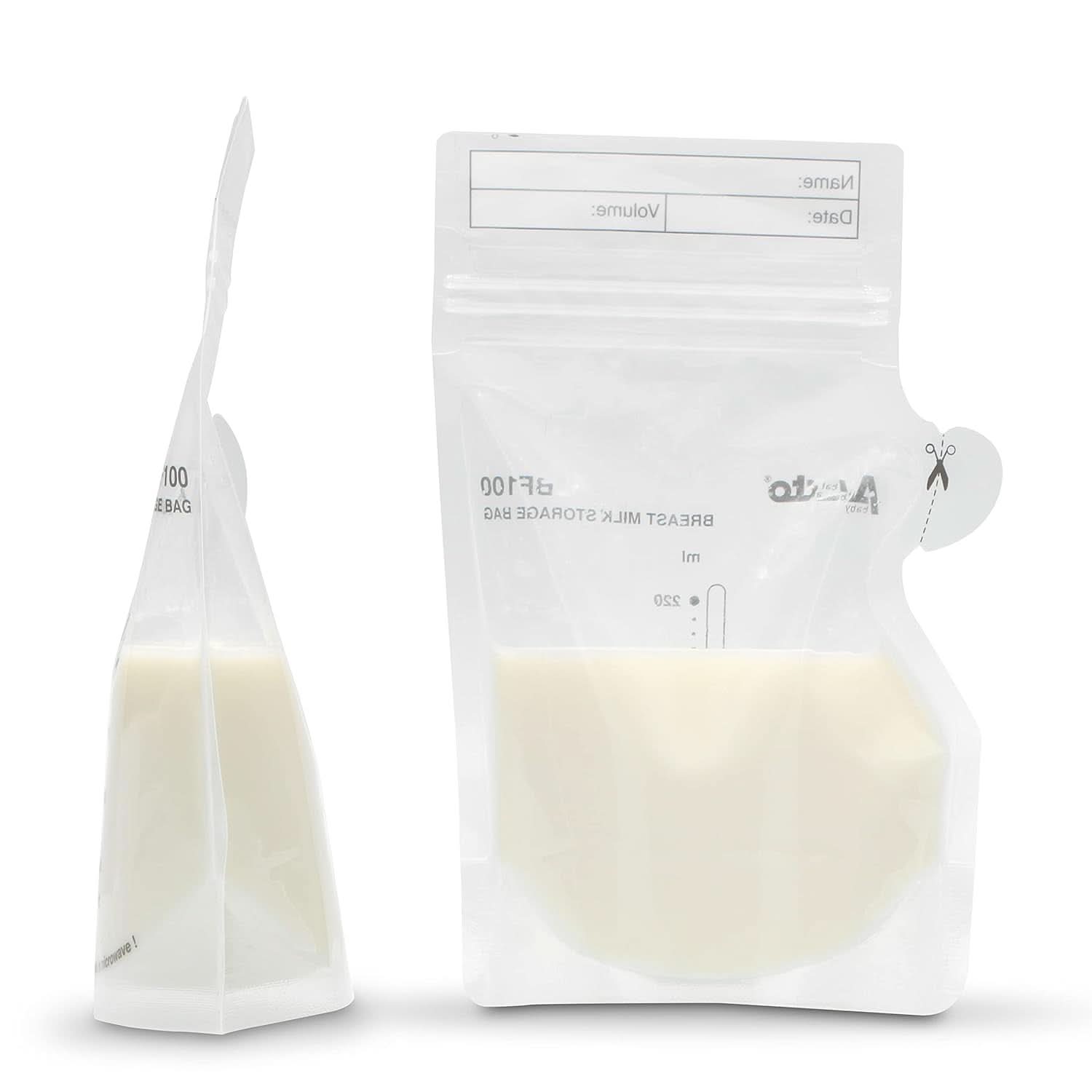 BF100 Opbevaringspose til modermælk - Taske til modermælk - kapacitet 220 Ml - 100 stk - Gennemsigtig mad og ammetilbehør Bebe Naty Shop