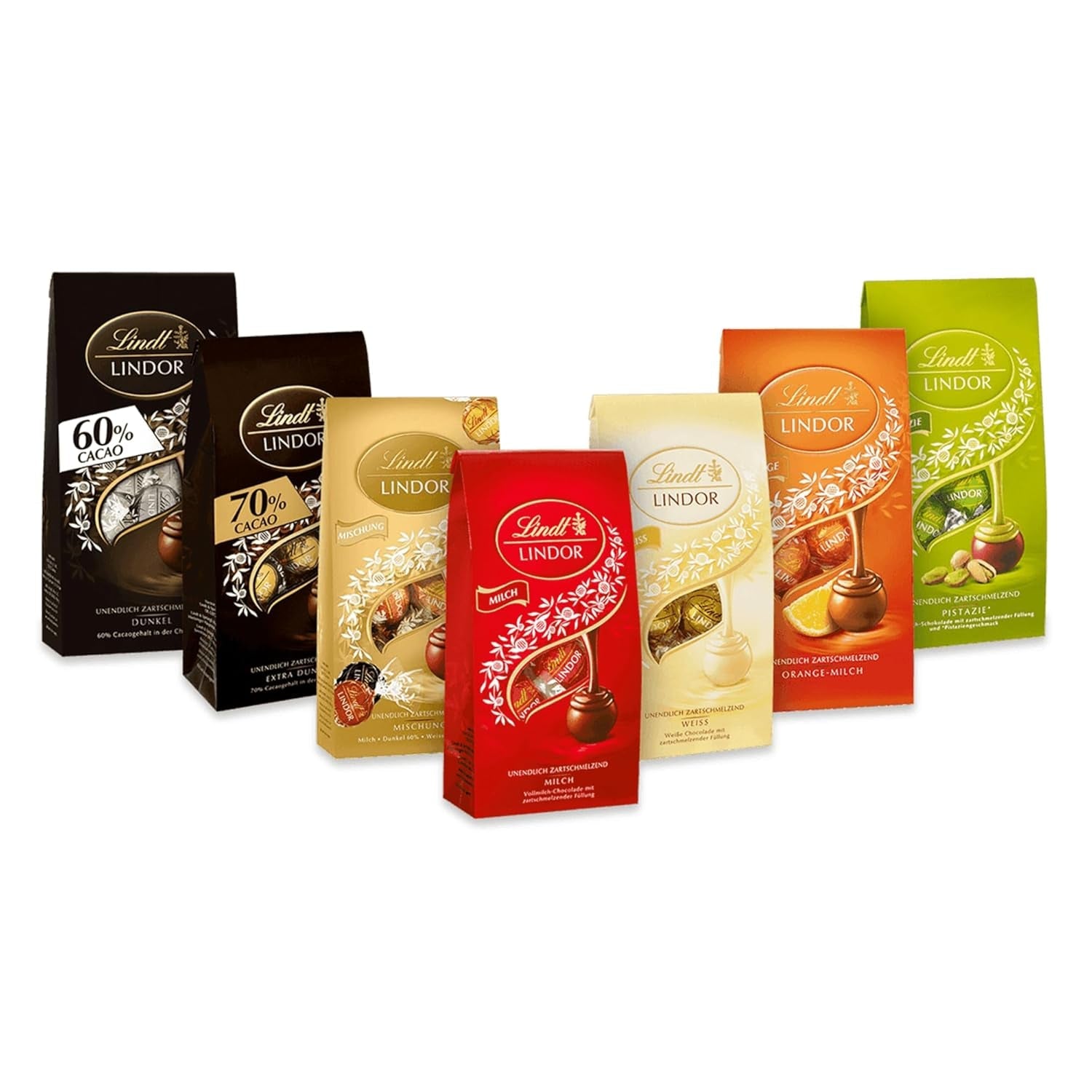 Lindt Chokolade Praline Gavesæt | 477g | 5 æsker Lindt-praliner i varianterne: Exquisite, Mini Praline, LINDOR Gift, Small Thank You, From the Heart | Praline gave | Chokolade gave