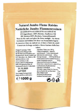 1 kg rå Jumbo Flame sultanas, hel frugt, glutenfri, sojafri, uden tilsat sukker, ingen konserveringsmidler, ingen sødestoffer, med solsikkeolie Dehydrerede produkter Naty Shop