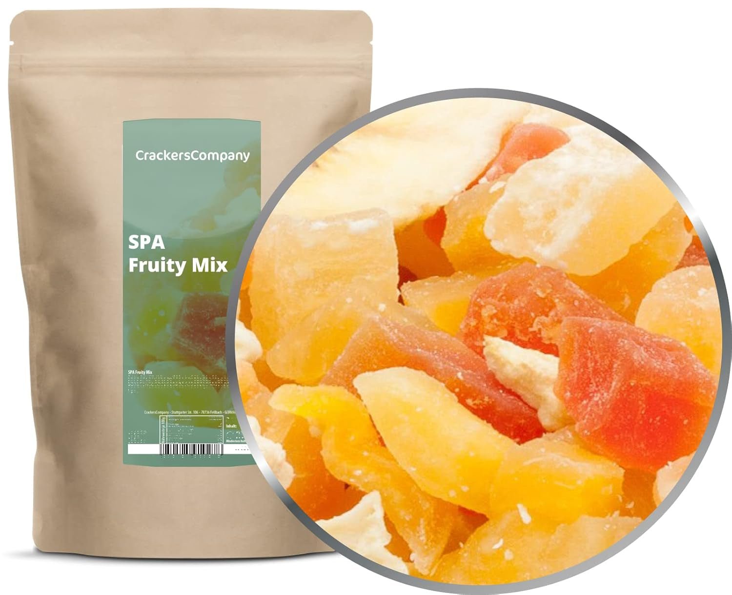 1 x 3 kg eksotisk frugtblanding kandiserede frugtstykker Papaya Mango Vandmelon Ananas Kokos Æble Banan Fedtfattig Lavsalt Vegetarisk Glutenfri Laktosefri Dehydrerede Produkter My Shop 450 G (pakke med 2)