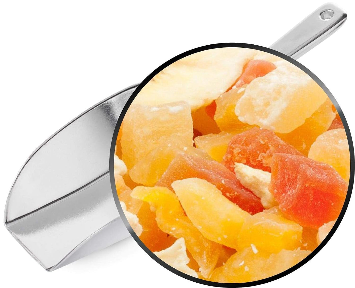 1 x 3 kg eksotisk frugtblanding kandiserede frugtstykker papaya mango vandmelon ananas kokos æble banan fedtfattig lav salt vegetarisk glutenfri laktosefri Dehydrerede produkter Min butik