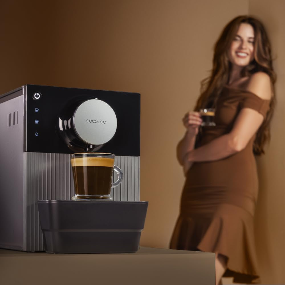 Cecotec Cremmaet Cube kompakt espressomaskine, 1350 W, pressesystem 10 g, præ-infusionssystem, 19 bar, termobloksystem, 5 slibeindstillinger, touch kontrolpanel