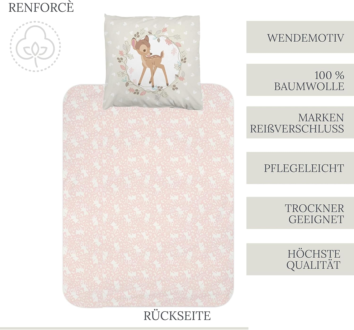 Sengetøj til piger, Bambi, 100% bomuld Sengetøj - børn Naty Shop