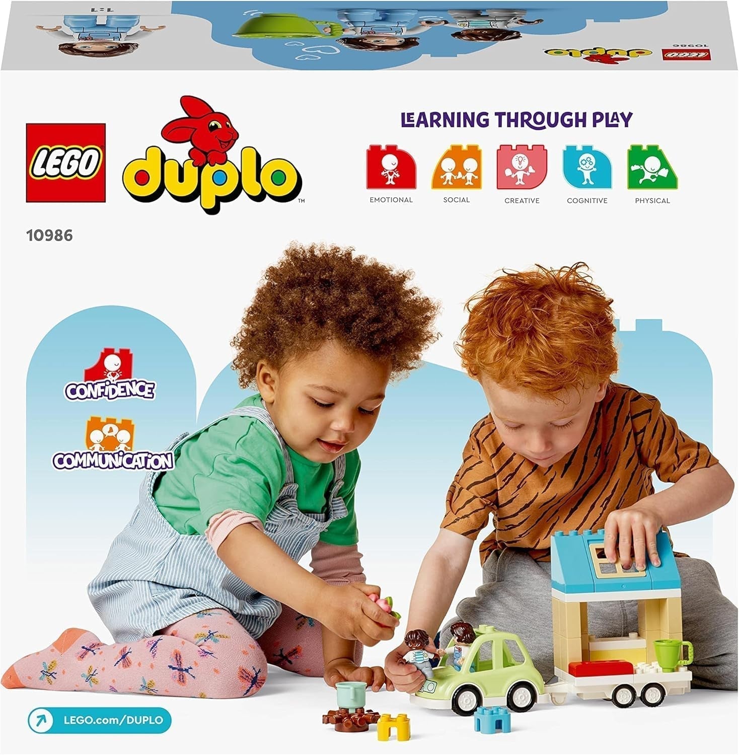 LEGO 10986 DUPLO At Home On Wheels, legetøjsbil med store klodser, figurer og legetøjsbil til drenge og piger fra 2 år, udvikler finmotorik Byggesæt Besuche den LEGO-Store