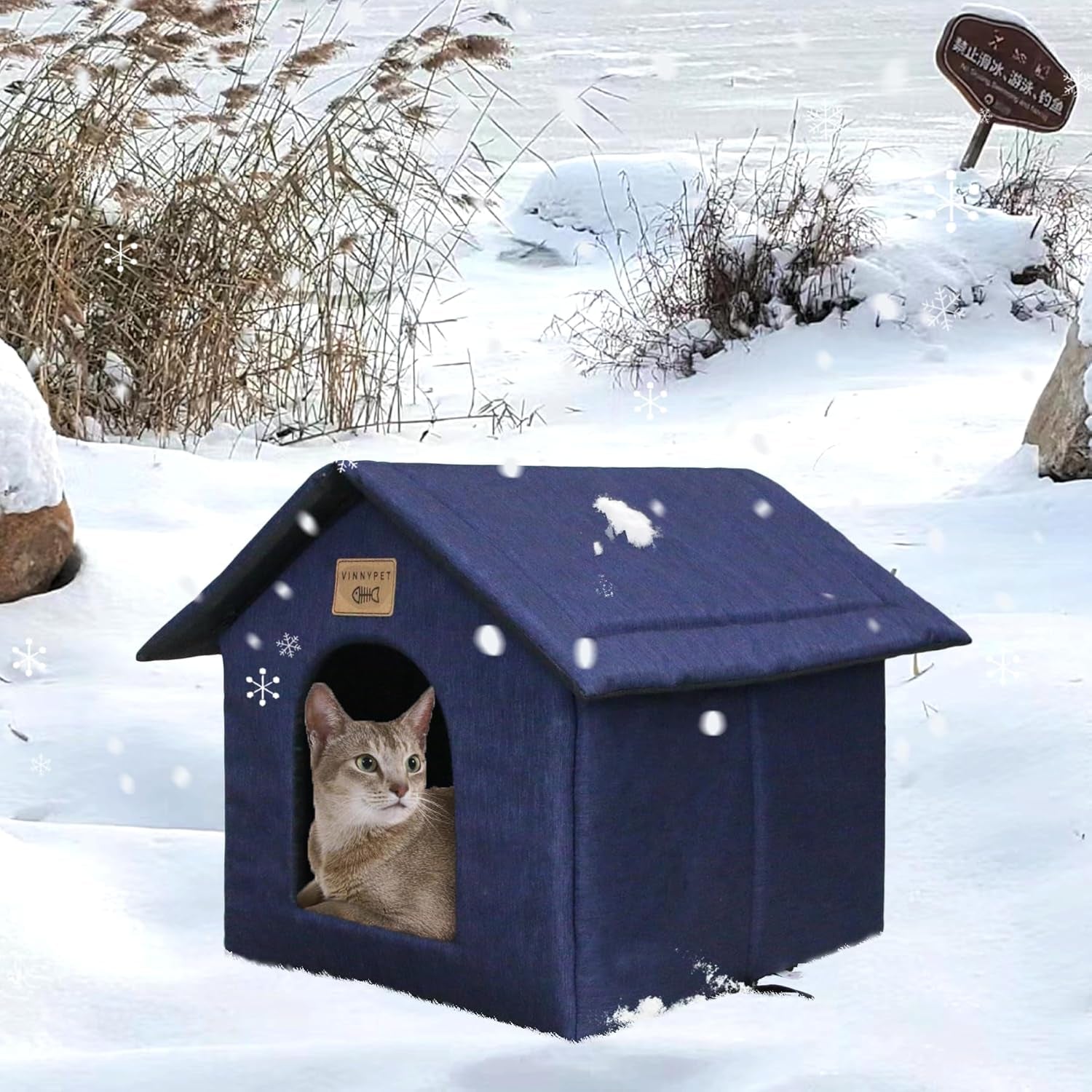 Katzenhaus Für Draußen Winterfest Wasserdicht Wetterfester Katzenhöhle Haustierhaus mit Katzenmatte Varm Hundehöhle Waschbar Hundehaus Tierheim Für Streuner Haustiere 35x30x35cm