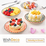 kagetallerken, sæt med 6; små desserttallerkener (15 cm); salatplader af porcelæn; farverige tallerkener til morgenmad; mini tallerkener til pasta, frugt, brød