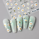 5 stk Geprägte Gänseblümchen Nagelsticker Selbstklebend Blumen Nagelaufkleber Gänseblümchen Schmetterling Nagel Sticker Nageldesign Aufkleber Nägel Zubehör Blume Nail Sticker Flower Nail Art Stickers