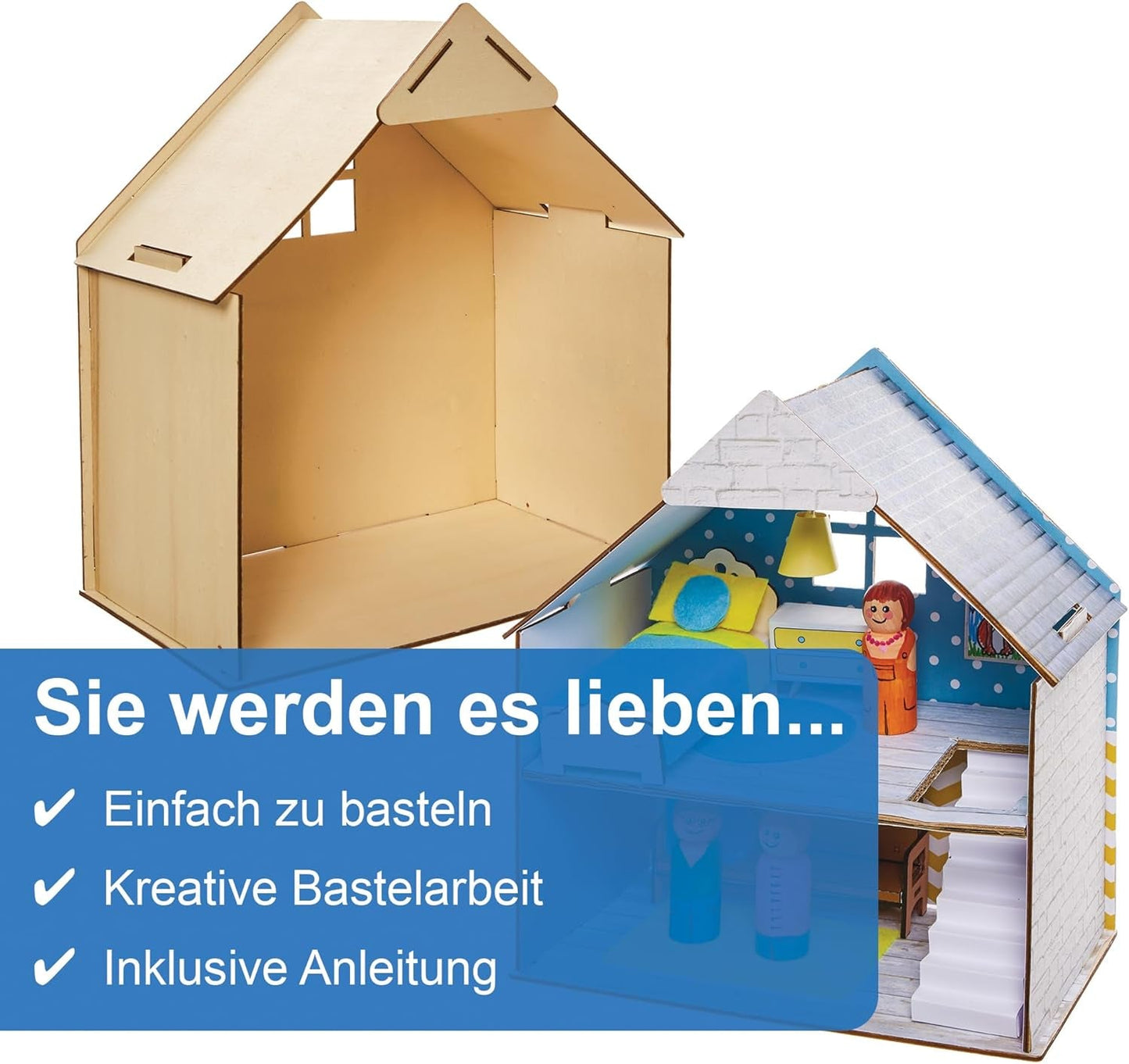 Baker Ross FN199 Byg dit eget trædukkehus - 1 stykke dukkehusbyggesæt til børn Craft Kit