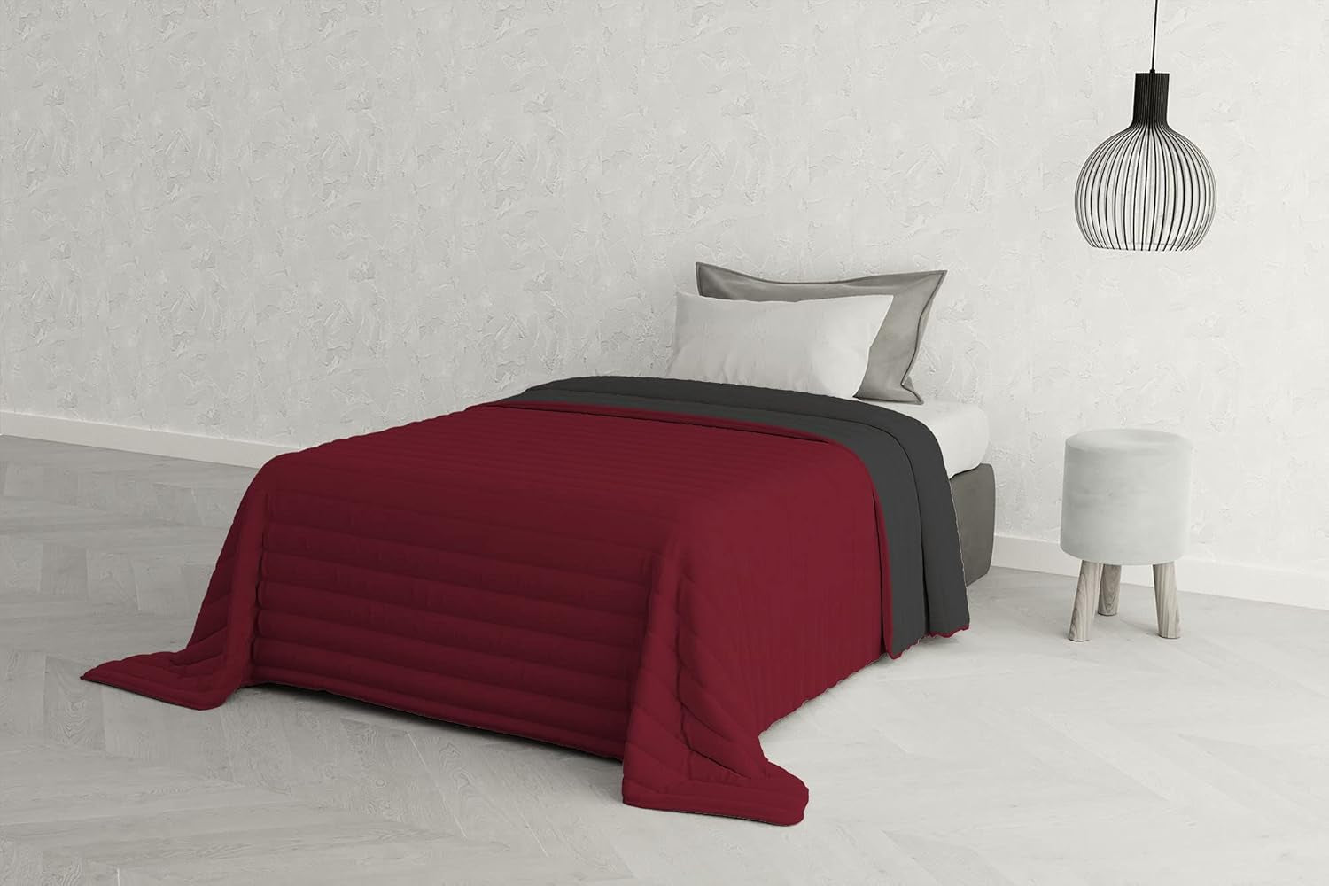 Italiensk sengetøj Estivo enkeltseng, linned, Aqua, 170 X 270 Cm Dyner og dyner Naty Shop Grigio/Bordeaux 170 X 270 Cm