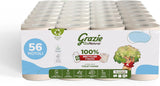 Grazie Natural Toilet Paper, Econatural, 56 ruller, Fibrepack Genbrugs Toiletpapir, 100 % Økologisk, Miljøvenlig, Miljømærket Certificeret og FSC Genanvendt, Made in Italy