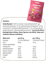 HAFERVOLL Minis Raps og Banan 8x 65g - Certificeret økologisk, med honning, uden tilsat sukker, perfekt til deling