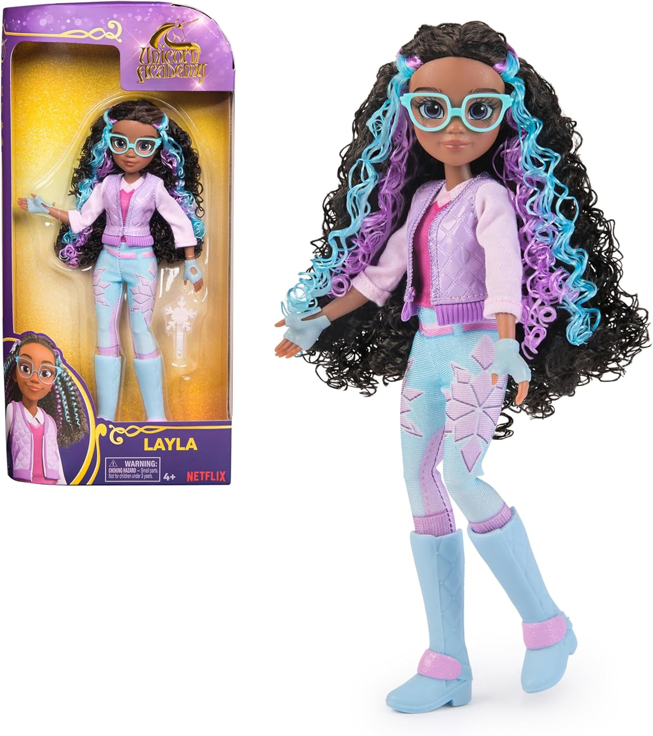 Unicorn Academy Deluxe Masked Ball Sophia - 24 cm dukke fra populære Netflix-serier med 2 outfits, klassisk påklædning og rollespil, alder 4+ Naty Shop Dolls Layla Doll Dress Up
