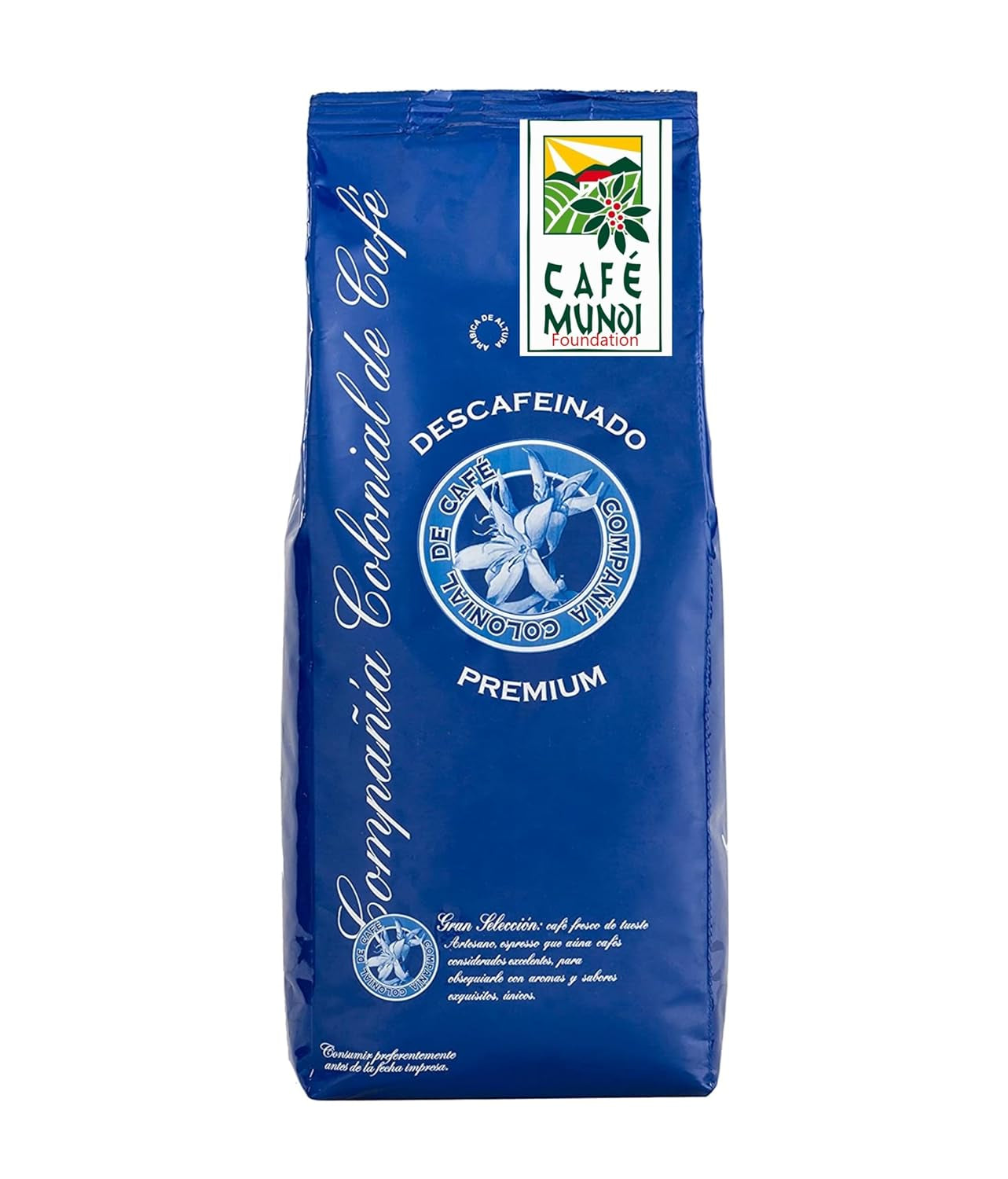 Koffeinfri kaffebønner 1 kg naturlig 100% - Espresso Intens smag fra Colombia og Brasilien.