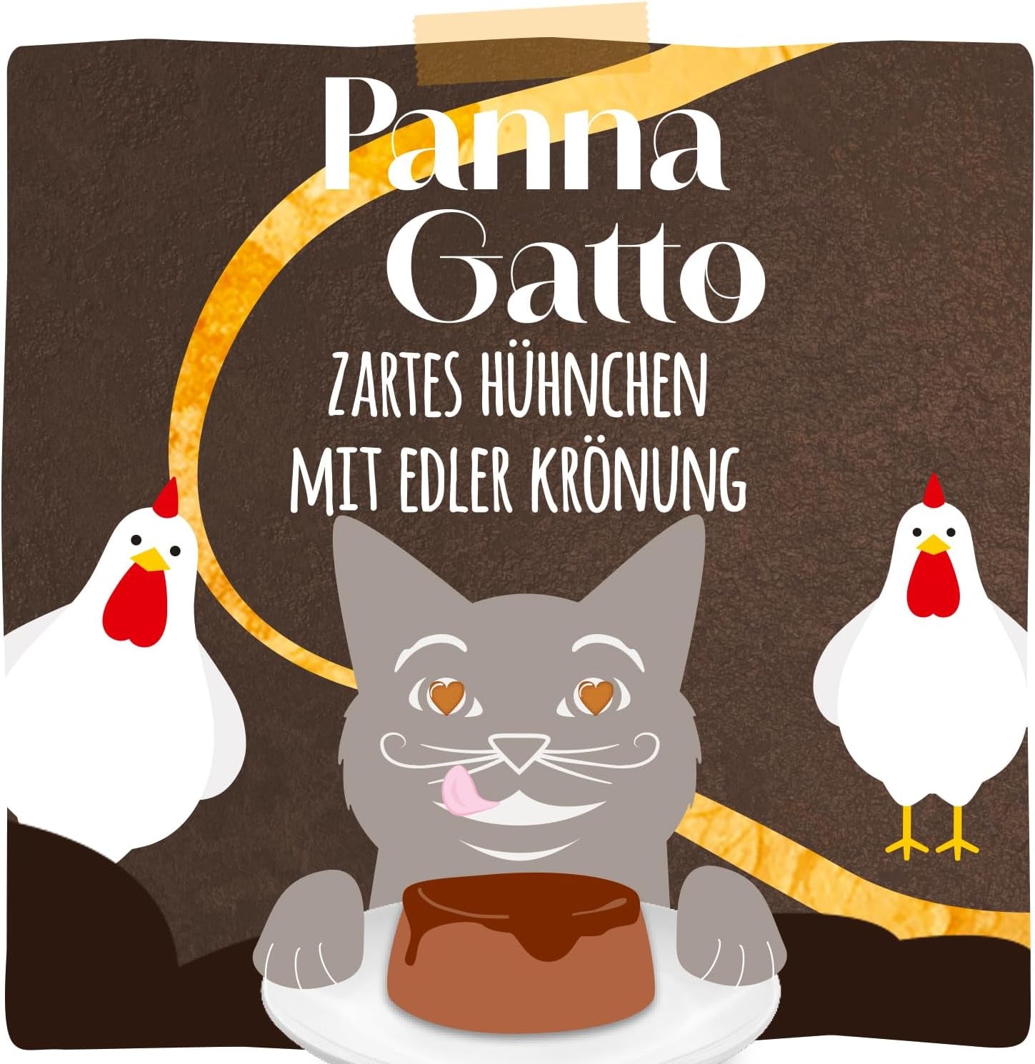 MjAMjAM - Premium vådfoder til katte - Panna Gatto - mør kylling med en ædel topping, pakke med 12 stk (2x80g), kornfri