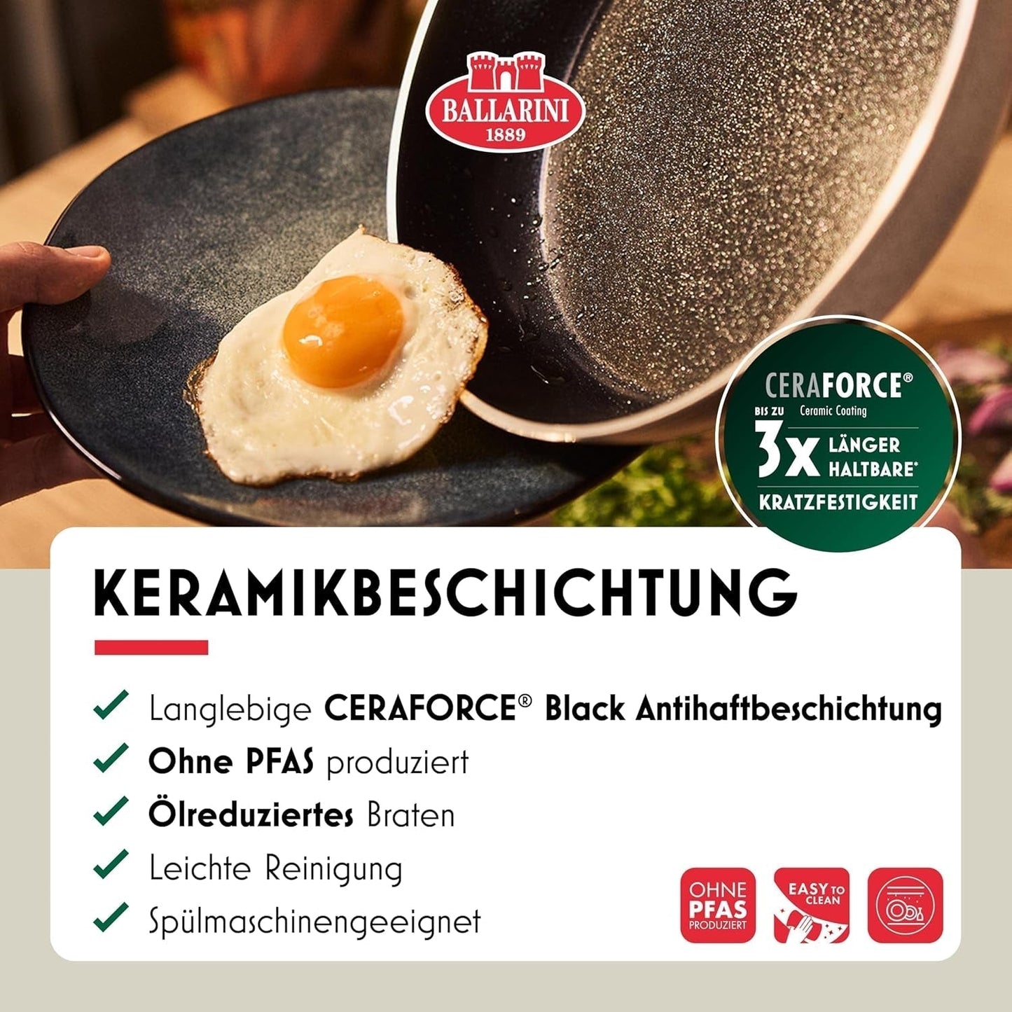 Ledro stegepande, 24 cm, aluminium, velegnet til induktion, non-stick keramisk belægning, Thermopoint, Made in Italy, beige Gryder og pander Naty Shop