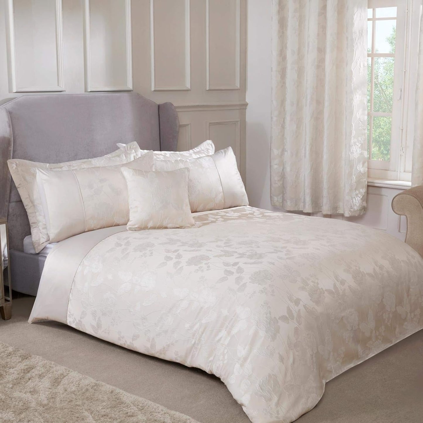 Emma Barclay Butterfly Meadow quilt til king-size seng, 100 % polyester, cremefarvet Dyner og dyner Naty Shop
