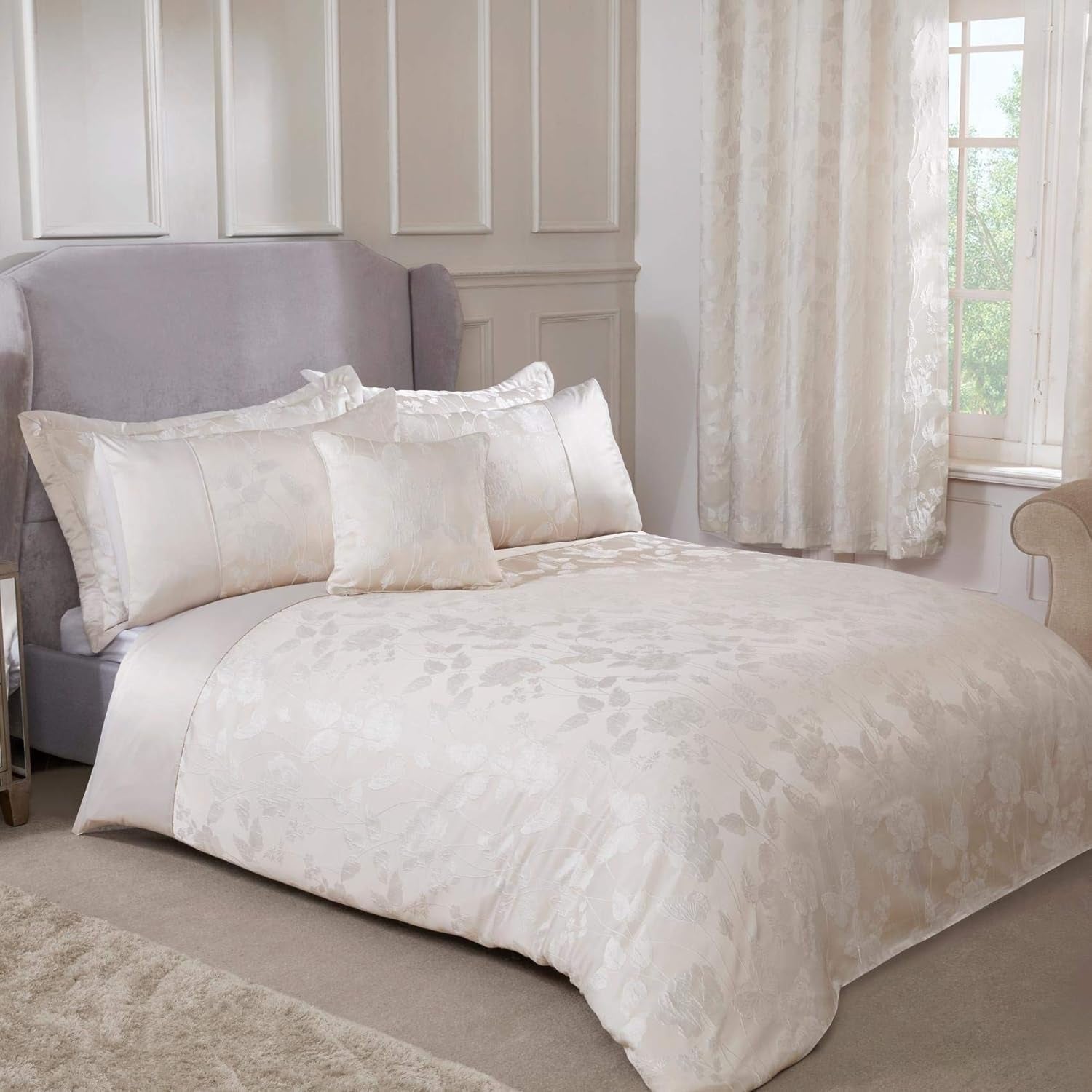 Emma Barclay Butterfly Meadow quilt til king-size seng, 100 % polyester, cremefarvet Dyner og dyner Naty Shop