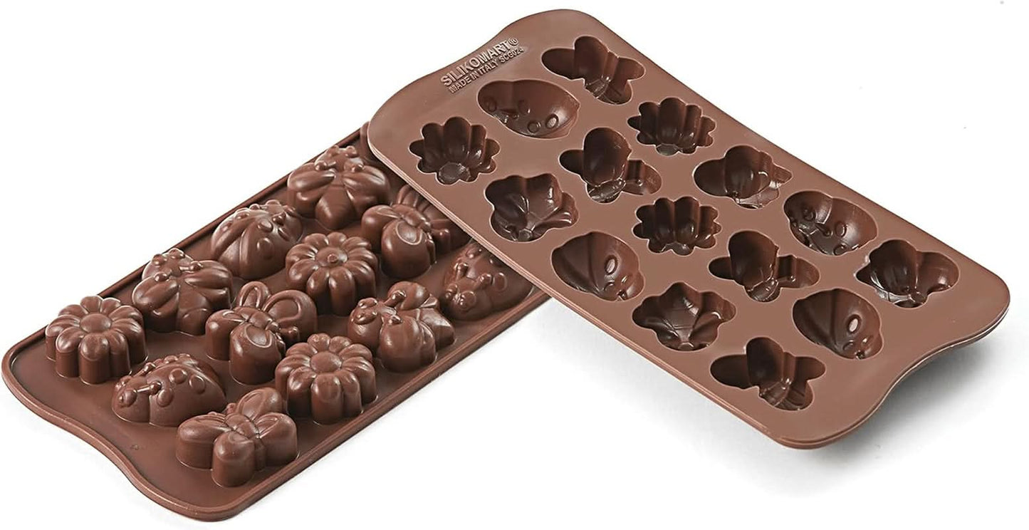 Silikomart 199199, form til chokolade, Forårsmodel, 15 praliner, Brown Kitchen Naty Shop