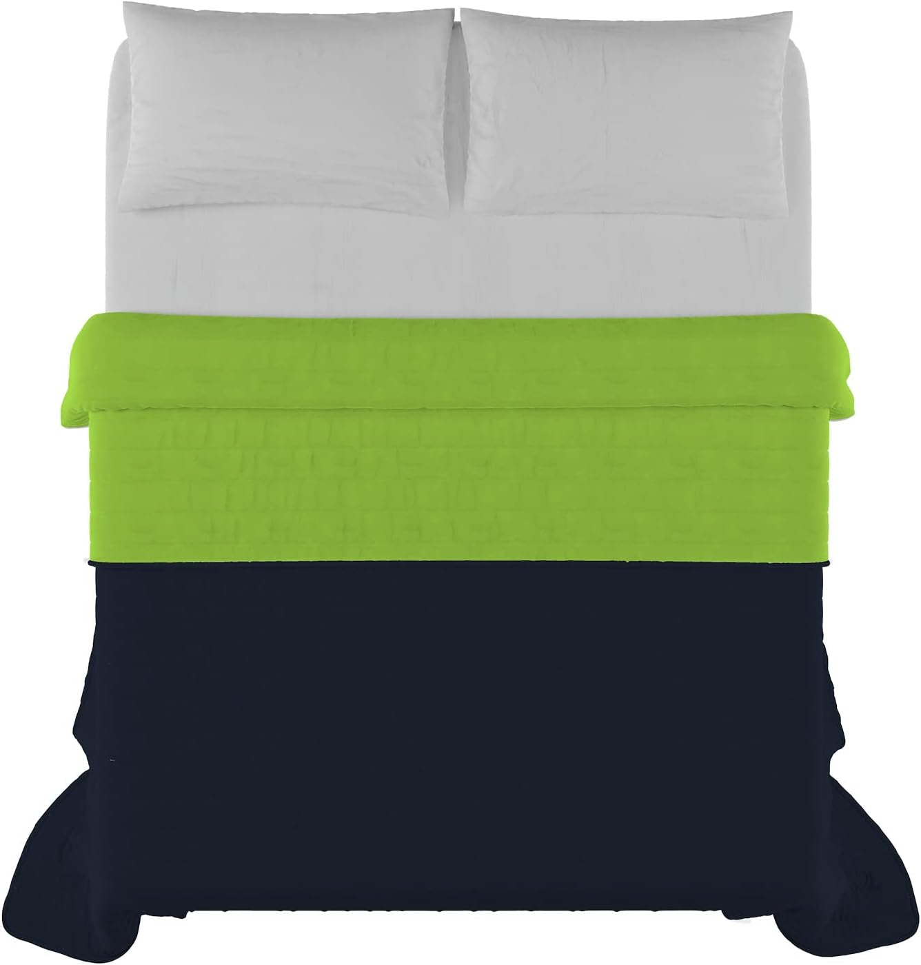 Elegant quilt til dobbeltseng 260 X 270 Cm Mørkeblå/Æblegrøn Senge og dyner Besuche den italiensk sengelinned-Store
