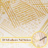 MWOOT 10 ark Guld Nagelsticker Abziehbilleder Nail Art Sticker, 3D selvklæbende neglestickers sæt Linien Streifenband Design, gør-det-selv Metallisk Nailart Aufkleber Maniküre Zubehör Für Nagel Dekoration