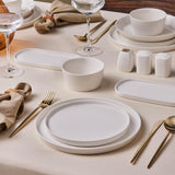 Karaca Stream Bone Bomo 12-personers servisesæt Elegant firkantet tallerkensæt Elegant hvidt porcelænsstel