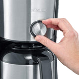 SEVERIN "TypeSwitch" espressomaskine med termokande, AromaSwitch til valg mellem 2 bryggeprofiler, kaffemaskine til op til 10 kopper, 1000W, børstet rustfrit stål-sort, KA 4845