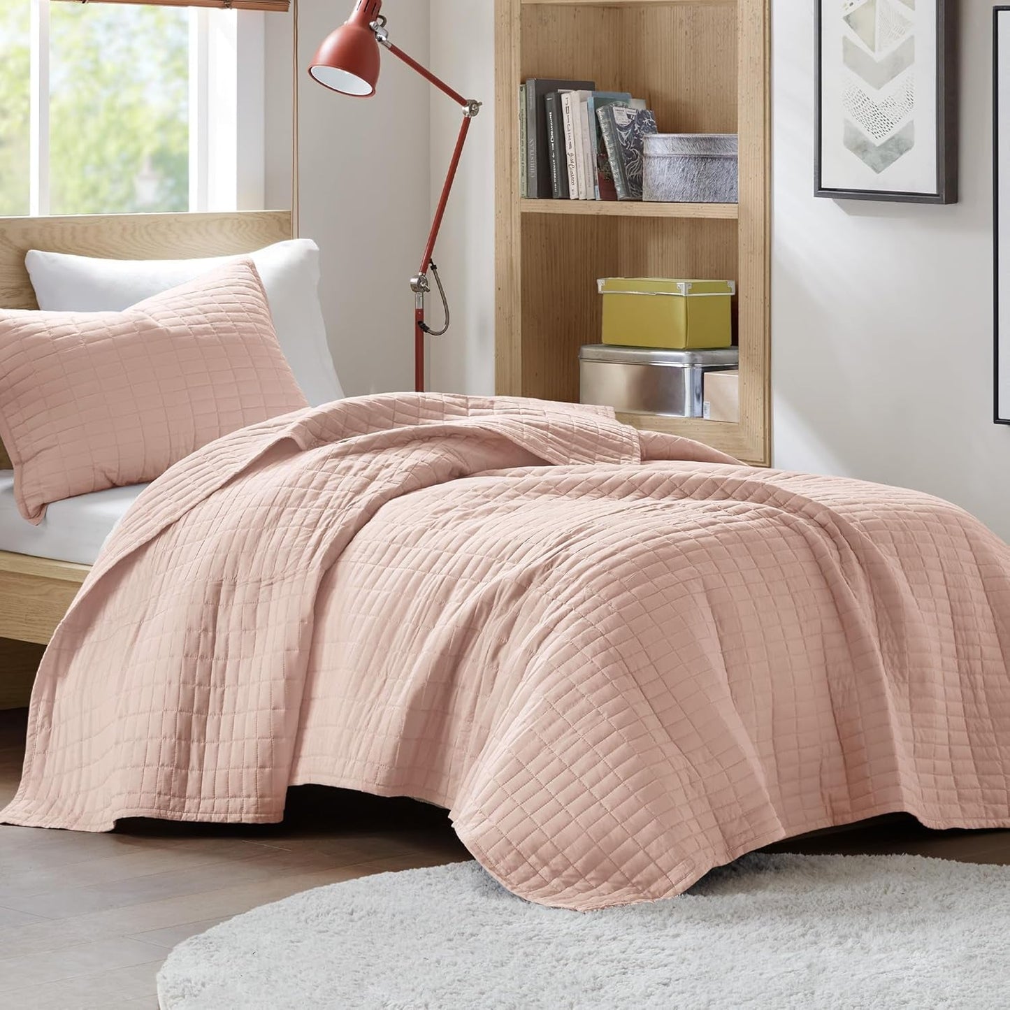 Comfort Spaces Kienna Quilt Sæt Luksus Dobbelt Sting Sommertæppe Letvægts Blødt Helårs Sengetøj Matchende pudebetræk Hvid King Size Tæppe (264,2 X 228,6 Cm) Naty Shop Rød Twin/Twin Xl(66"X90") Dyner og dyner