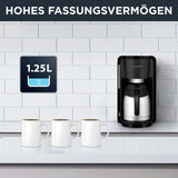 Rowenta Adagio Filter Espressomaskine, Termokande i rustfrit stål, Holder kaffen varm i op til 4 timer, Kapacitet på 10-15 kopper, 1,25 L Kapacitet, Aftagelig filterkurv, Autosluk, Sort, CT3818