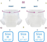 CutiePlusU voksenbleer, tør overflade, maksimal absorptionsevne natten over, engangsinkontinensble - blå, lyserød, hvid, 3-pak (medium 71-96 cm)