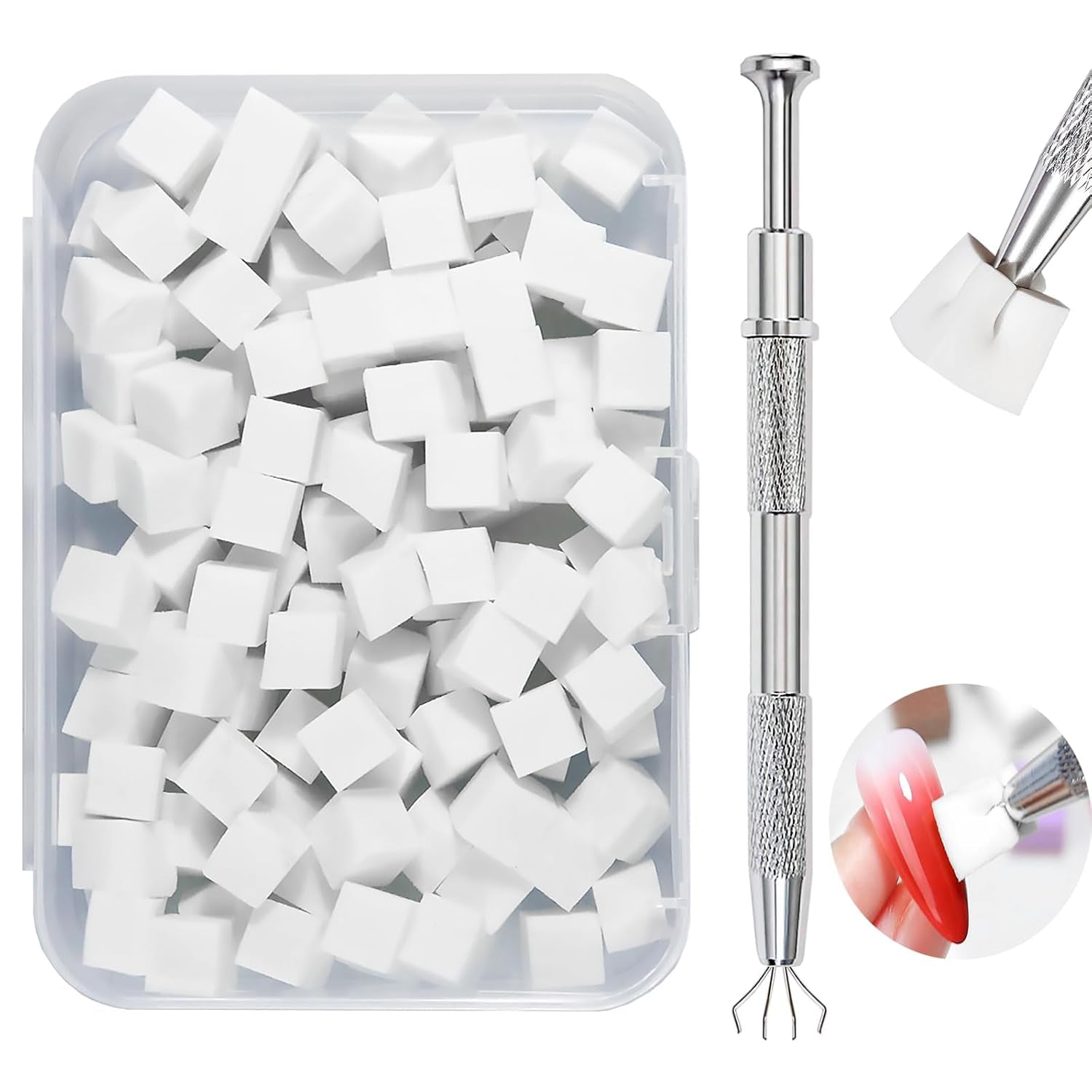 Nagelkunst Schwammpinsel,100 Stück Nail Art Schwämme Mit Metallgreifer,Nagels Zubehör Sponge,Nagel Pinsel,Maniküre Zubehör Für Nägel,Um Eine Varaudzen Von Gradient Nail Art Patterns Zu Ersetlen