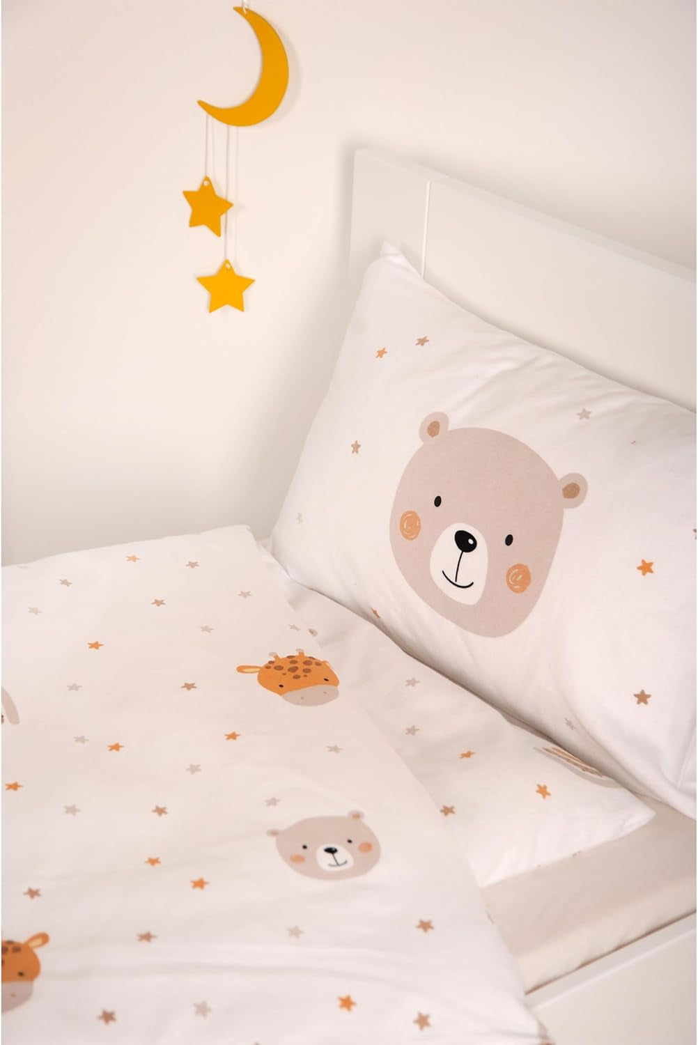 Herding Babybest Little Friends Winterbettwäsche, Kopfkissenbezug 40 X 60 Cm Mit Hoteleinschlag, Bettbezug 100 X 135 Cm, Mit Zwißwerfer, 100 % Baumwolle/Flannel, Weiß, Twin Naty Shop