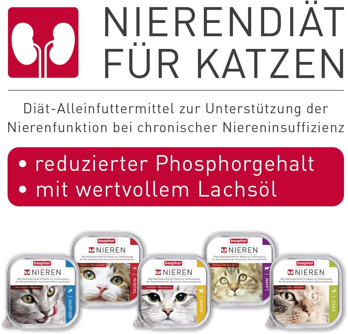 BEAPHAR - Renal diæt med kylling - Fuldfoder til katte med kronisk nyresvigt - Til at understøtte nyrefunktionen - 100 g