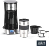 BEEM THERMO 2 GO enkeltfilter espressomaskine med 0,4 l termokop | Filtru permanent | Med 24-timers timer til en varm kop kaffe om morgenen, ingen ventetid | 750 W