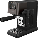 Portafilter espressomaskine GRUNDIG KSM 5330 med integreret mælkebeholder, effekt 1628 W, pumpetryk 15 bar, dobbelt mundstykke, farvetouchdisplay, BrewSense, CreamyPro, Mørk rustfrit stål/Sort